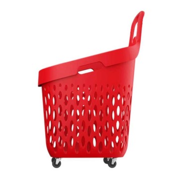 Cestino spesa trolley grande capacità Lt.73 cesto in plastica con 4 ruote multidirezionali 400x600x878h supermercati 018200000RF